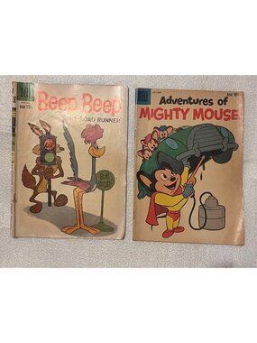 Vintage Dell Comics Lot Beep Beep Road Runner & Adventures Of Mighty Mouse 1960s